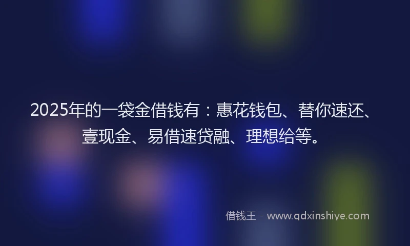 2025年的一袋金借钱有：惠花钱包、替你速还、壹现金、易借速贷融、理想给等。