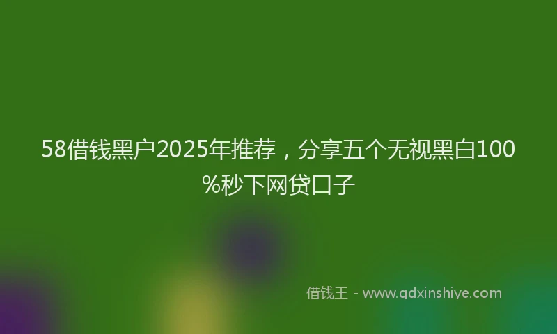 58借钱黑户2025年推荐，分享五个无视黑白100%秒下网贷口子