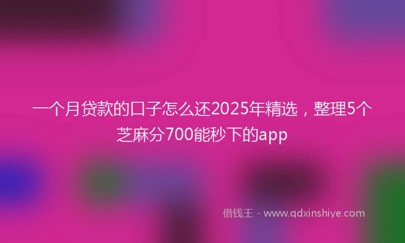 一个月贷款的口子怎么还2025年精选，整理5个芝麻分700能秒下的app