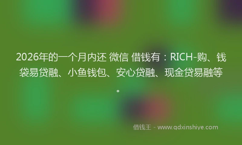 2026年的一个月内还 微信 借钱有:RICH-购、钱袋易贷融、小鱼钱包、安心贷融、现金贷易融等。