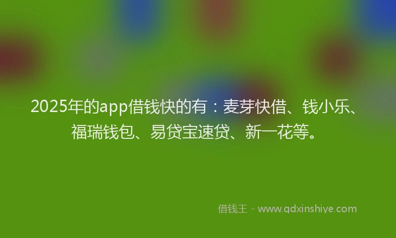 2025年的app借钱快的有：麦芽快借、钱小乐、福瑞钱包、易贷宝速贷、新一花等。