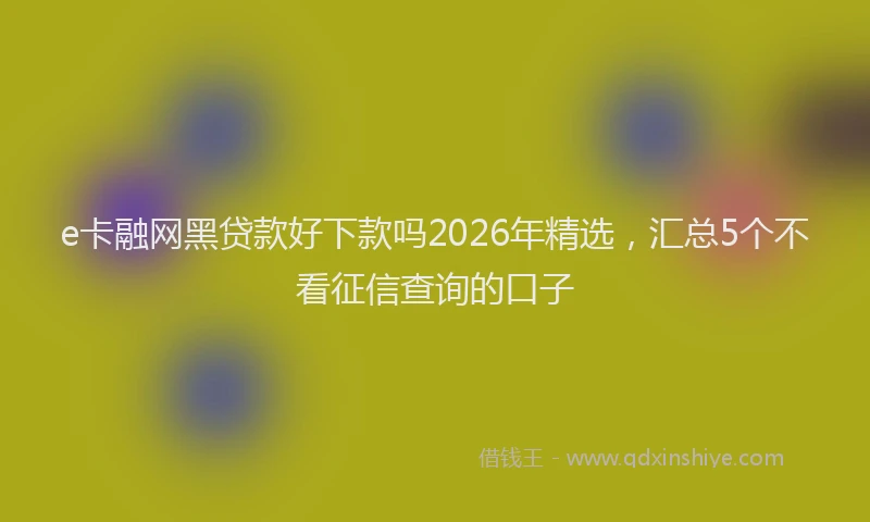 e卡融网黑贷款好下款吗2026年精选，汇总5个不看征信查询的口子