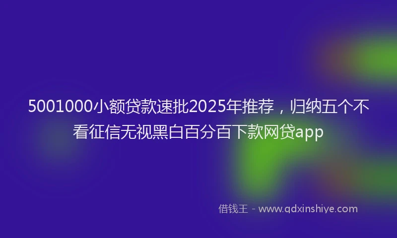 5001000小额贷款速批2025年推荐，归纳五个不看征信无视黑白百分百下款网贷app