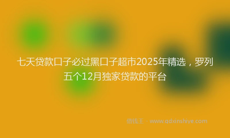 七天贷款口子必过黑口子超市2025年精选，罗列五个12月独家贷款的平台