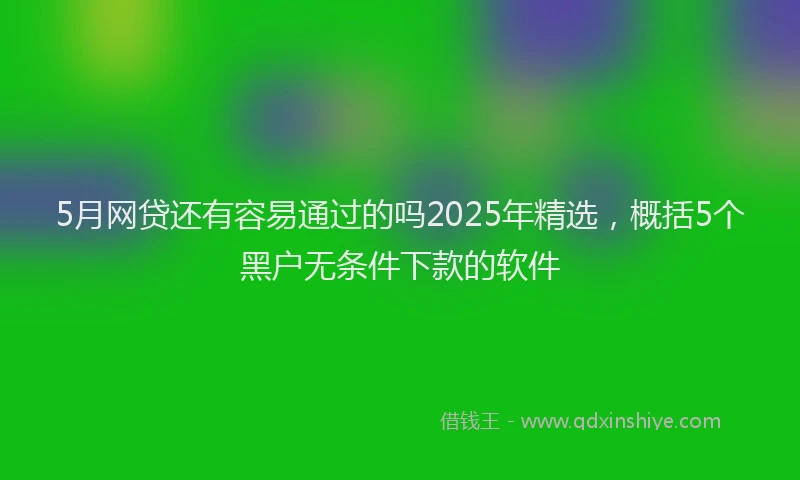 5月网贷还有容易通过的吗2025年精选，概括5个黑户无条件下款的软件