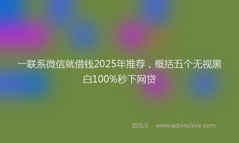 一联系微信就借钱2025年推荐，概括五个无视黑白100%秒下网贷