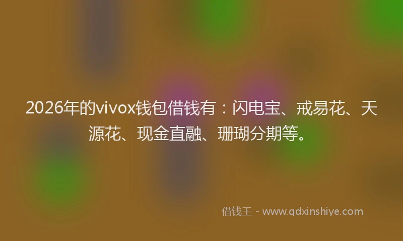 2026年的vivox钱包借钱有：闪电宝、戒易花、天源花、现金直融、珊瑚分期等。
