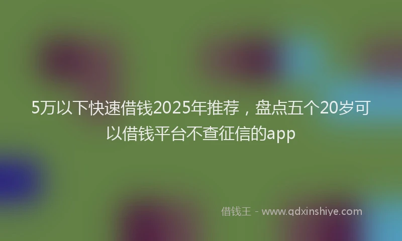 5万以下快速借钱2025年推荐，盘点五个20岁可以借钱平台不查征信的app