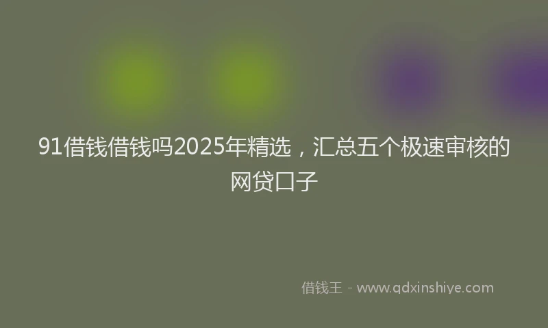91借钱借钱吗2025年精选，汇总五个极速审核的网贷口子