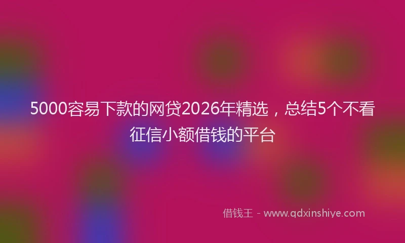 5000容易下款的网贷2026年精选，总结5个不看征信小额借钱的平台