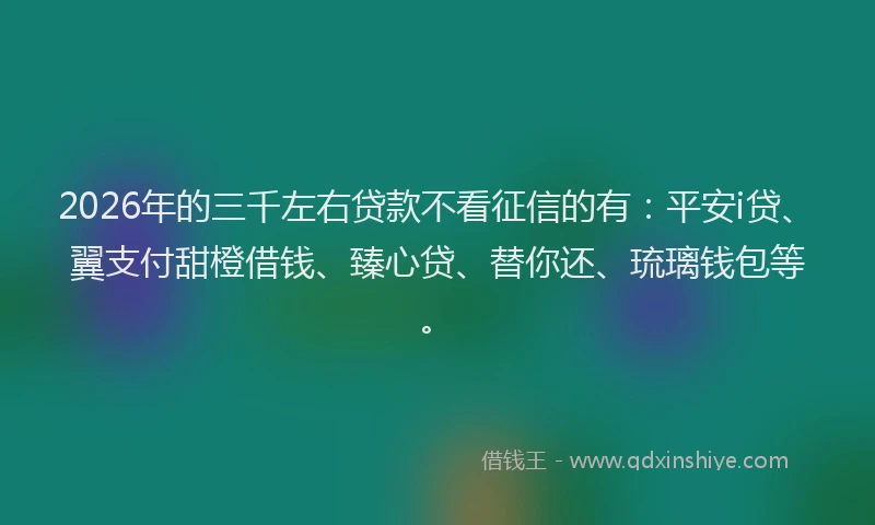 2026年的三千左右贷款不看征信的有：平安i贷、翼支付甜橙借钱、臻心贷、替你还、琉璃钱包等。