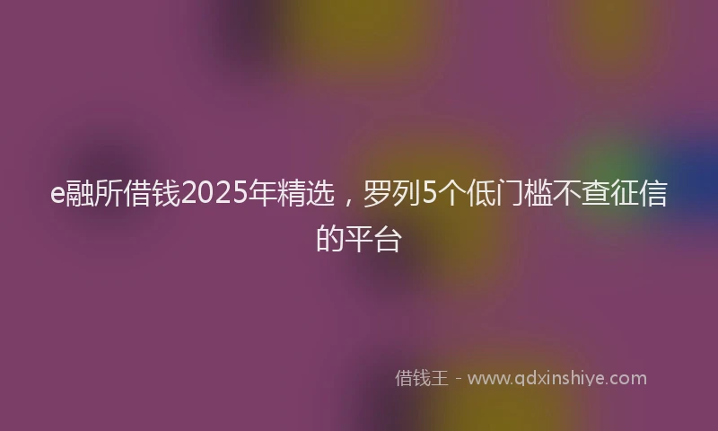 e融所借钱2025年精选，罗列5个低门槛不查征信的平台