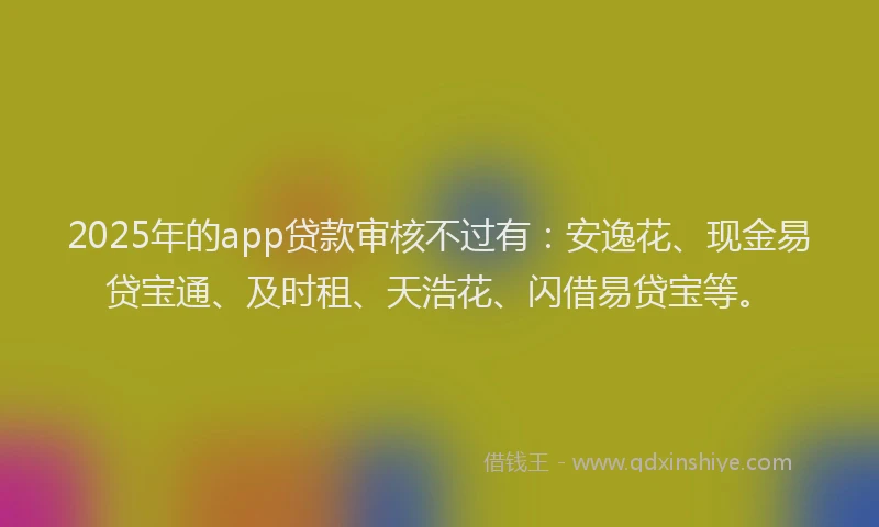 2025年的app贷款审核不过有:安逸花、现金易贷宝通、及时租、天浩花、闪借易贷宝等。