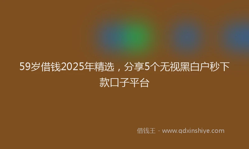 59岁借钱2025年精选，分享5个无视黑白户秒下款口子平台