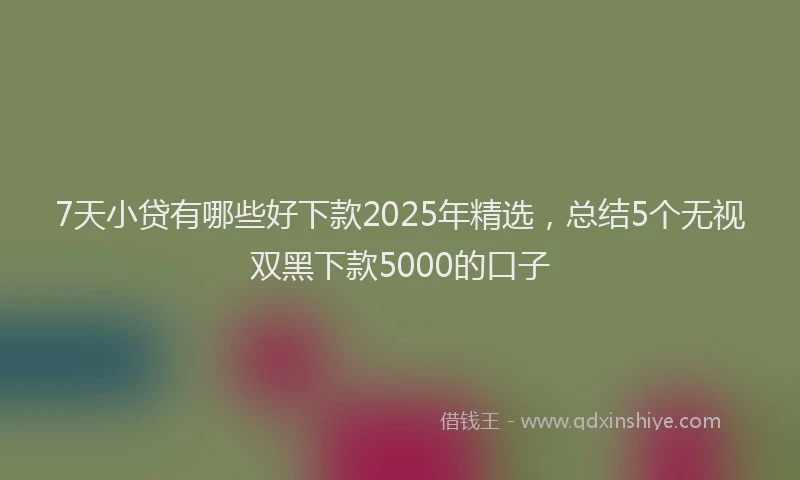 7天小贷有哪些好下款2025年精选，总结5个无视双黑下款5000的口子