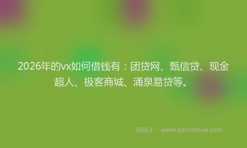 2026年的vx如何借钱有：团贷网、甄信贷、现金超人、极客商城、涌泉易贷等。