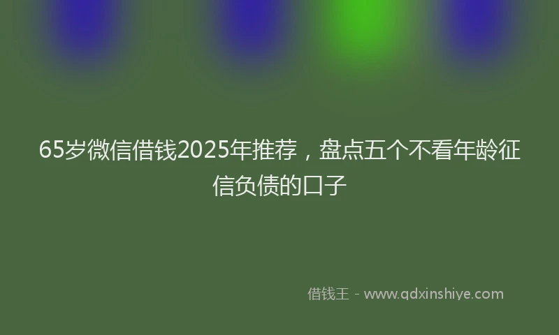 65岁微信借钱2025年推荐，盘点五个不看年龄征信负债的口子