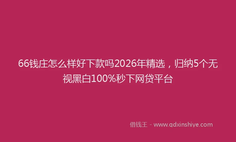 66钱庄怎么样好下款吗2026年精选，归纳5个无视黑白100%秒下网贷平台