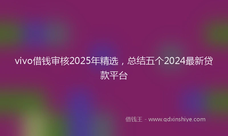 vivo借钱审核2025年精选,总结五个2024最新贷款平台