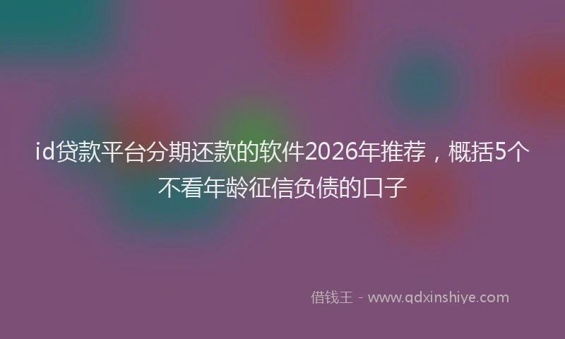 id贷款平台分期还款的软件2026年推荐，概括5个不看年龄征信负债的口子
