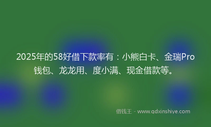 2025年的58好借下款率有：小熊白卡、金瑞Pro钱包、龙龙用、度小满、现金借款等。