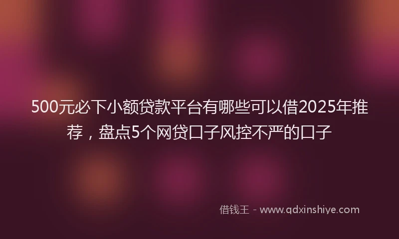 500元必下小额贷款平台有哪些可以借2025年推荐，盘点5个网贷口子风控不严的口子