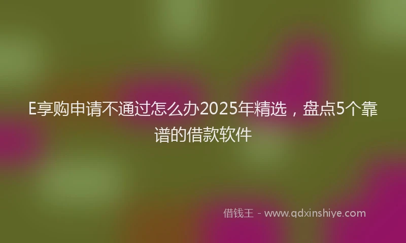 E享购申请不通过怎么办2025年精选，盘点5个靠谱的借款软件