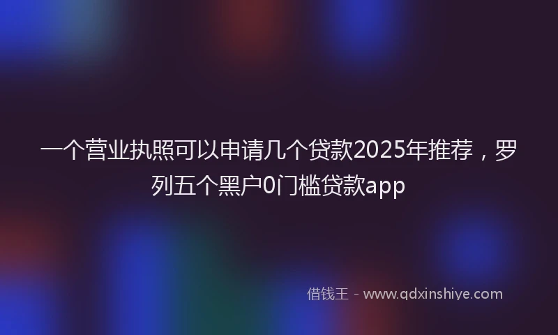 一个营业执照可以申请几个贷款2025年推荐，罗列五个黑户0门槛贷款app