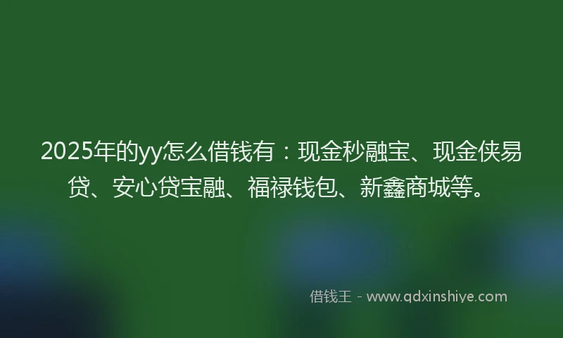 2025年的yy怎么借钱有：现金秒融宝、现金侠易贷、安心贷宝融、福禄钱包、新鑫商城等。