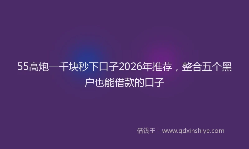 55高炮一千块秒下口子2026年推荐,整合五个黑户也能借款的口子
