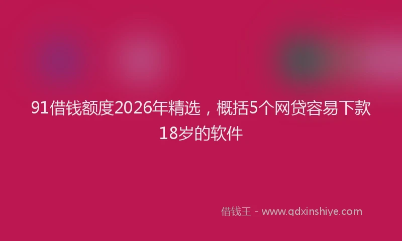 91借钱额度2026年精选，概括5个网贷容易下款18岁的软件