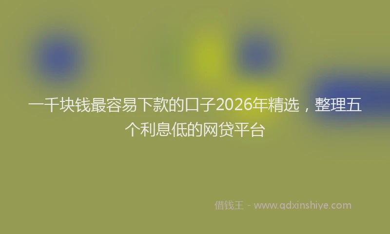 一千块钱最容易下款的口子2026年精选，整理五个利息低的网贷平台