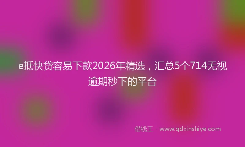 e抵快贷容易下款2026年精选，汇总5个714无视逾期秒下的平台