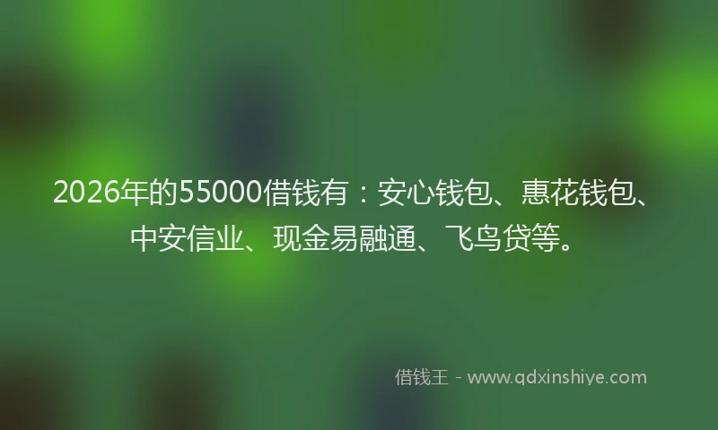 2026年的55000借钱有:安心钱包、惠花钱包、中安信业、现金易融通、飞鸟贷等。