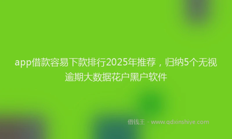 app借款容易下款排行2025年推荐，归纳5个无视逾期大数据花户黑户软件