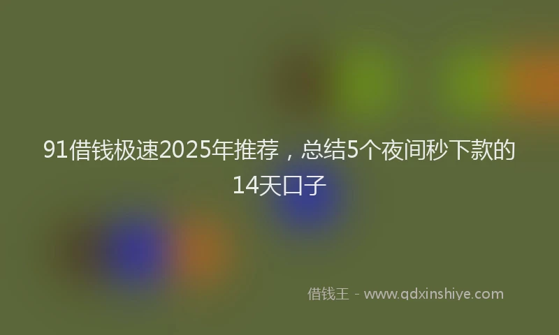 91借钱极速2025年推荐，总结5个夜间秒下款的14天口子