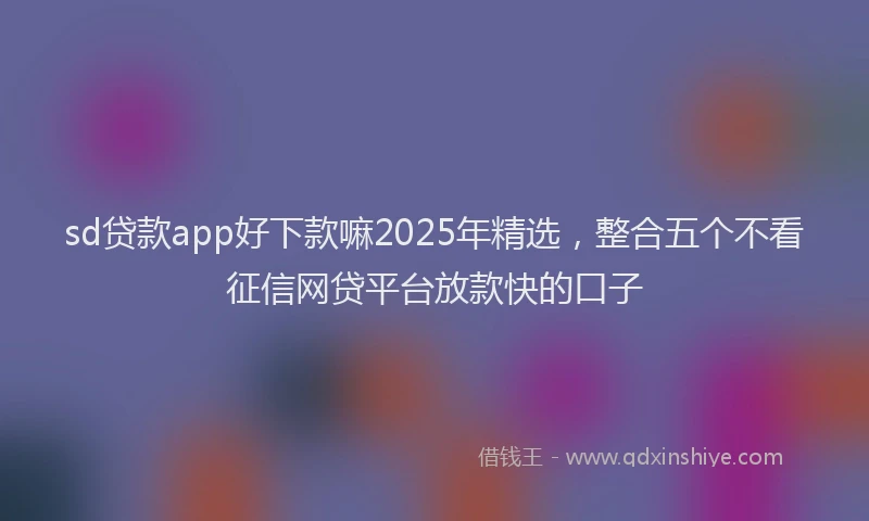 sd贷款app好下款嘛2025年精选，整合五个不看征信网贷平台放款快的口子