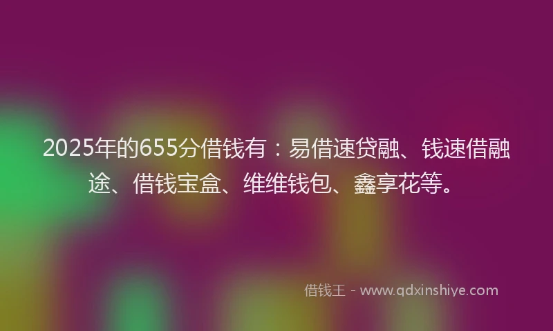 2025年的655分借钱有：易借速贷融、钱速借融途、借钱宝盒、维维钱包、鑫享花等。