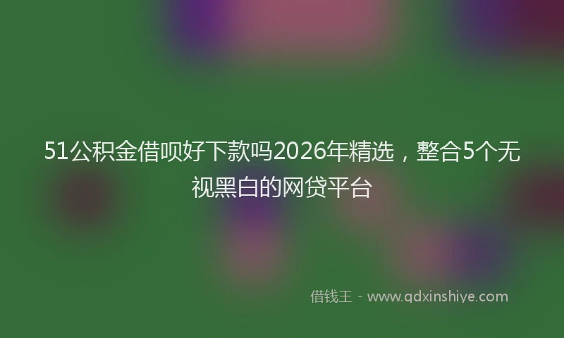 51公积金借呗好下款吗2026年精选,整合5个无视黑白的网贷平台