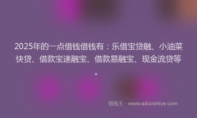 2025年的一点借钱借钱有：乐借宝贷融、小油菜快贷、借款宝速融宝、借款易融宝、现金流贷等。