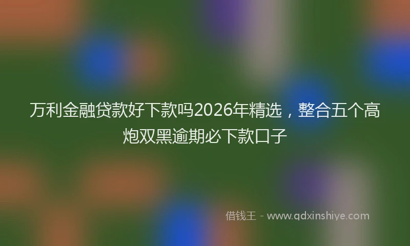 万利金融贷款好下款吗2026年精选，整合五个高炮双黑逾期必下款口子