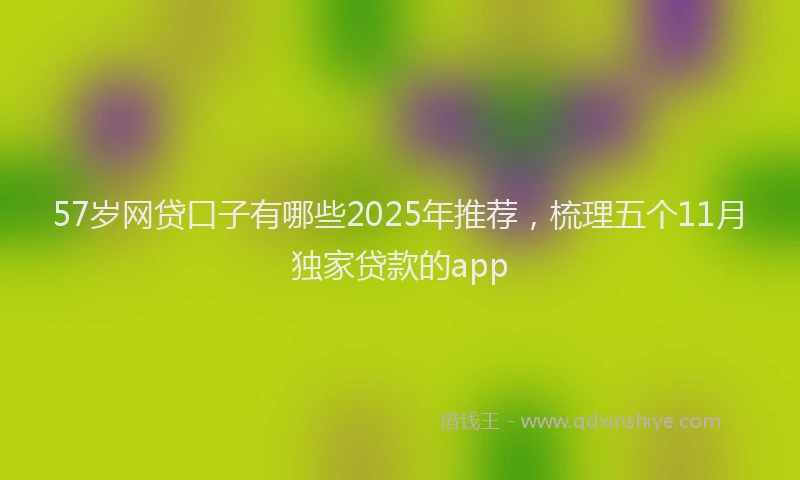 57岁网贷口子有哪些2025年推荐,梳理五个11月独家贷款的app