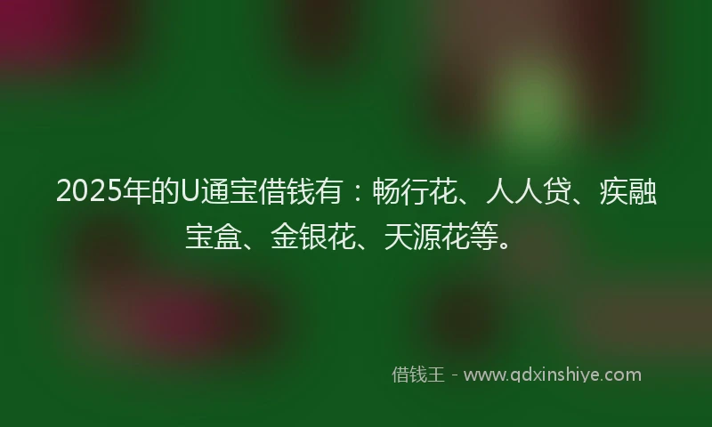 2025年的U通宝借钱有：畅行花、人人贷、疾融宝盒、金银花、天源花等。