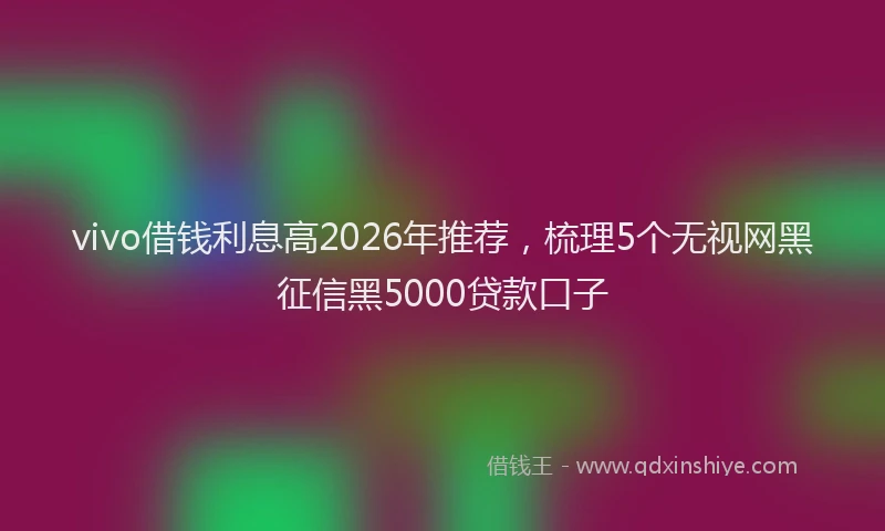 vivo借钱利息高2026年推荐,梳理5个无视网黑征信黑5000贷款口子