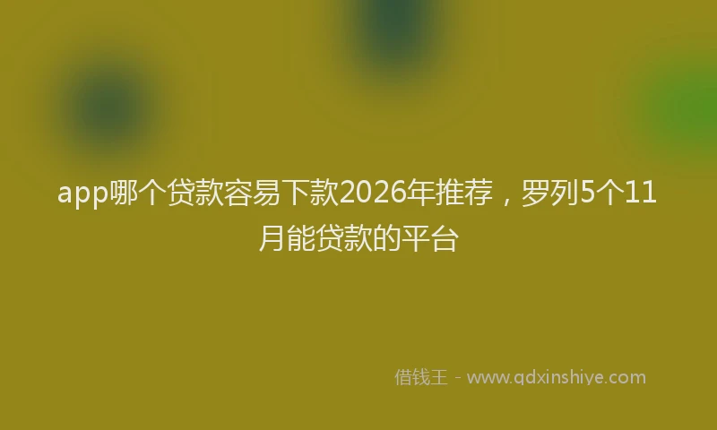 app哪个贷款容易下款2026年推荐，罗列5个11月能贷款的平台