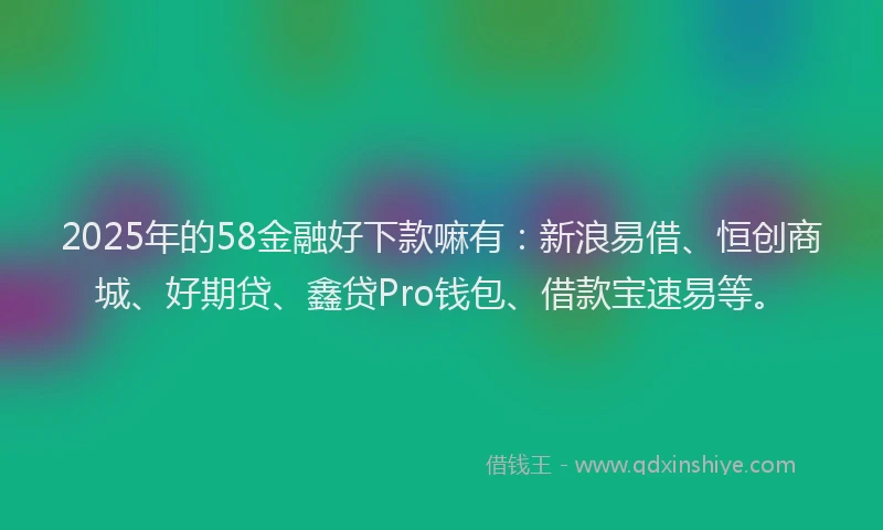 2025年的58金融好下款嘛有：新浪易借、恒创商城、好期贷、鑫贷Pro钱包、借款宝速易等。
