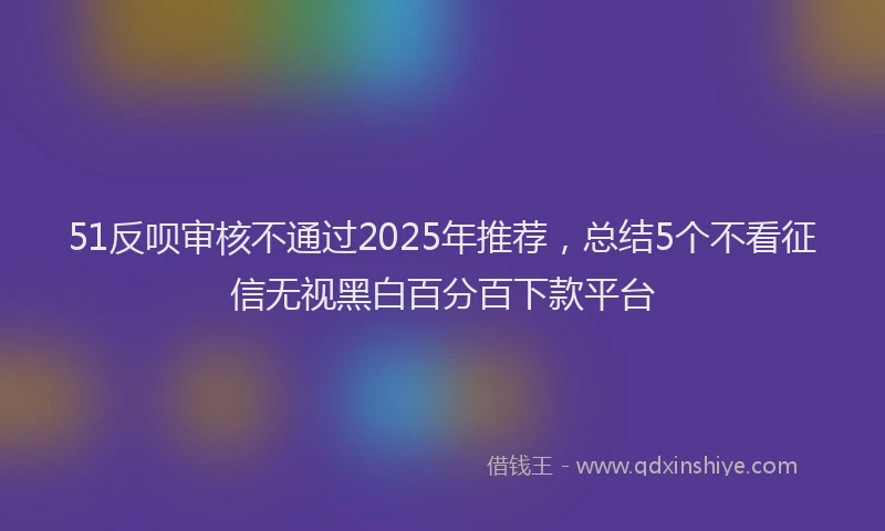 51反呗审核不通过2025年推荐，总结5个不看征信无视黑白百分百下款平台