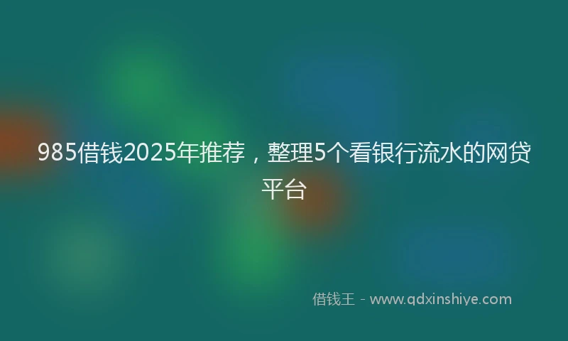 985借钱2025年推荐，整理5个看银行流水的网贷平台