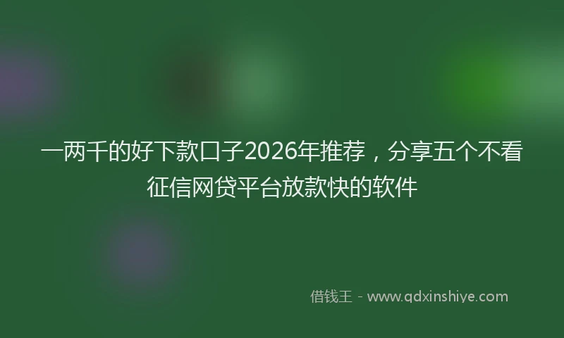 一两千的好下款口子2026年推荐，分享五个不看征信网贷平台放款快的软件