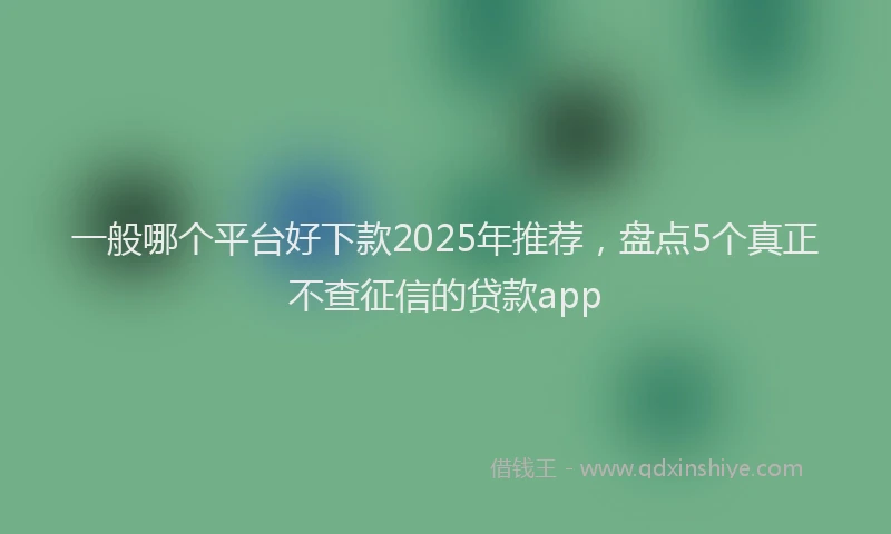 一般哪个平台好下款2025年推荐，盘点5个真正不查征信的贷款app